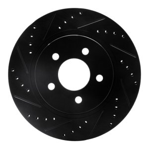 Ford Mustang Brake Rotor (1) - Rear Left - R1 Concepts - Drilled & Slotted - Black - `05-`14